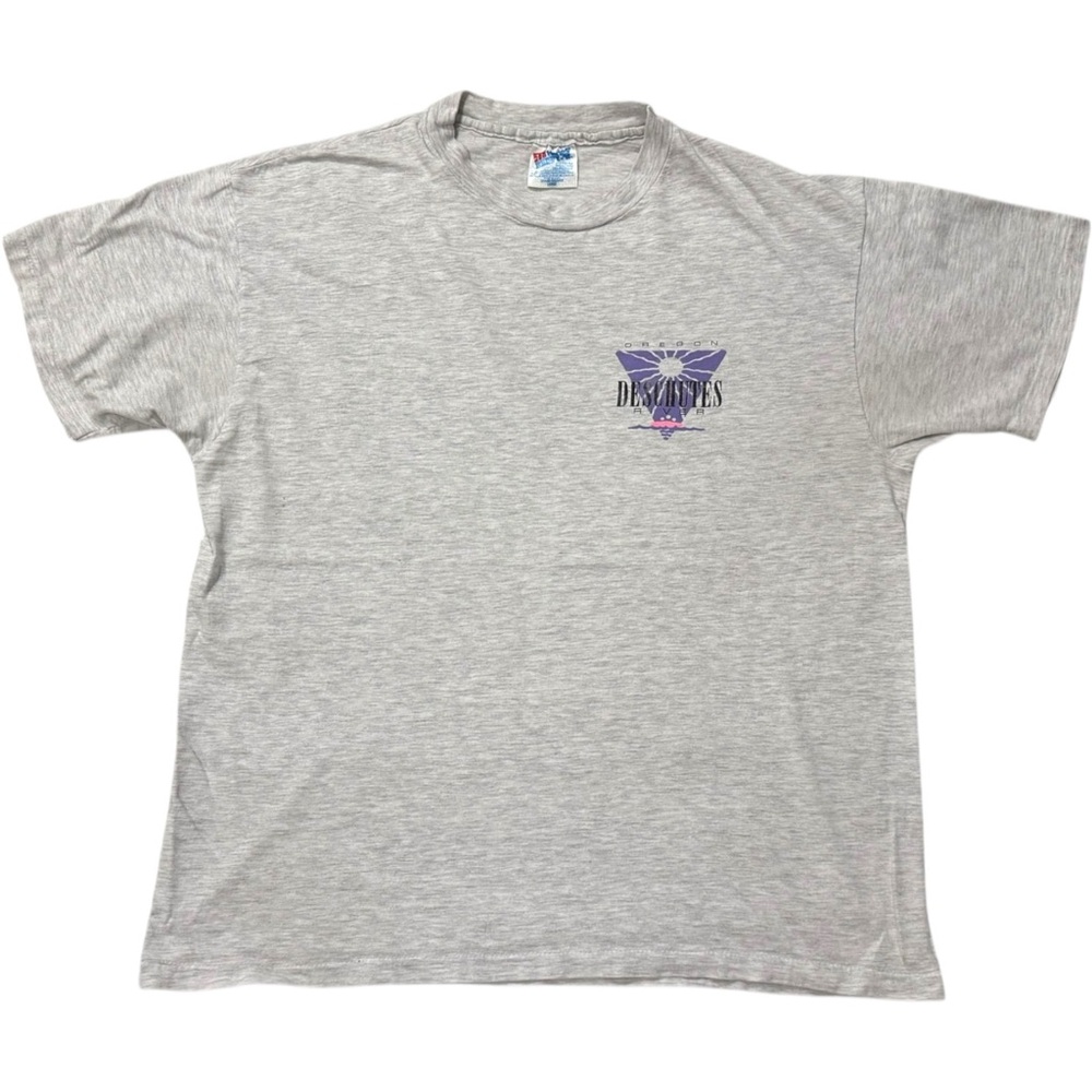 VTG Hanes Beefy Light‎ Gray Graphic Deschutes River Made in USA T-Shirt - Large